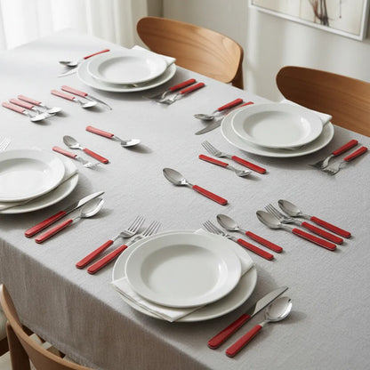 Juego/set De Cubiertos New Kolor X24 Mango Plastico Mesa Rojo