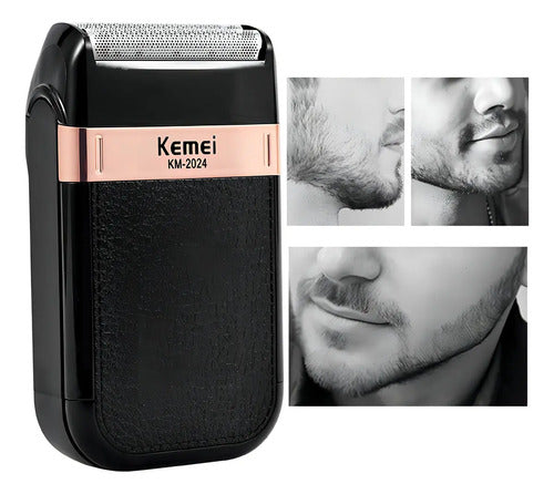 Afeitadora Kemei 2024 De Láminas Inalámbrica Para Rostro Y Cuerpo Negro