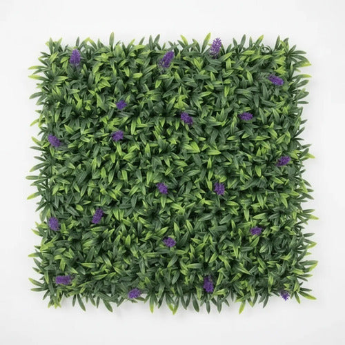 Panel Hojas Follaje Artificial Decorativo 50x50cm Lavanda Follaje Con Lavanda Verde