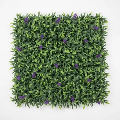 Panel Hojas Follaje Artificial Decorativo 50x50cm Lavanda Follaje Con Lavanda Verde