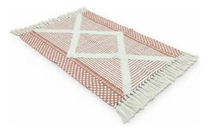 Alfombra Bohemia Algodón Decorativa 60x90 Geométrica Boho 90 Cm 60 Cm Terracota