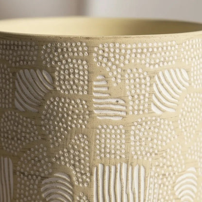 Maceta Decorativa De Ceramica Con Patas De Madera 14x12cm Beige