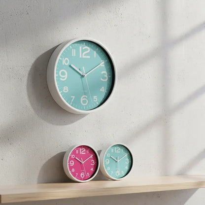 Reloj Decorativo Pared Plástico Redondo Analógico 19cm Blanco Fucsia