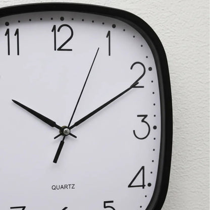 Reloj Pared Cuadrado Analógico Marco Negro 25x25cm Negro Blanco