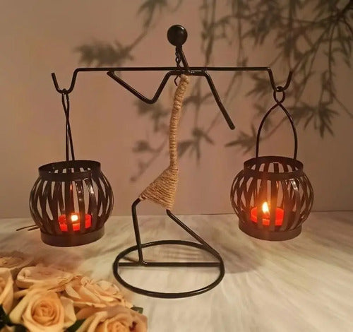 Adorno Decorativo Para Centros De Mesa Portavelas Negro