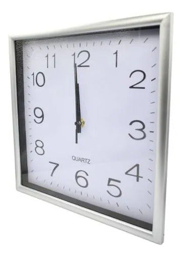 Reloj Analogico Pared Cuadrado Plastico 30x30cm Cuadrado Plateado