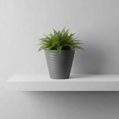 Maceta Plastica Decorativa Relieve Interior Exterior Jardin Blanco