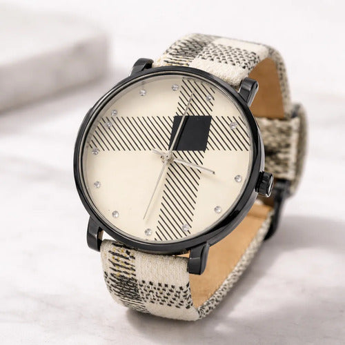 Reloj Pulsera Diseño Elegante Correa Estampada Mujer Hombre Aleatorio