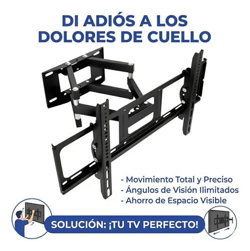 Base Articulada Televisor Soporte Pared Hierro Fuerte 32 70p Negro