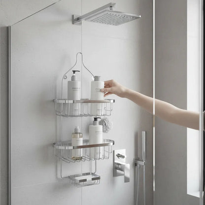 Organizador Esquinero Baño Ducha Metal 3 Estantes Colgante Plateado