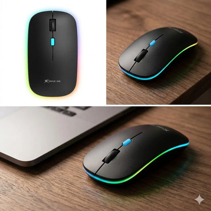 Mouse Gamer Inalambrico Rgb Bluetooth Usb Recargable Mac Pc Negro