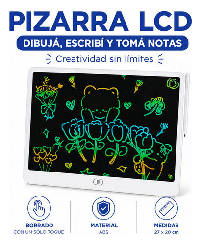 Pizarra Pizarrón Pantalla Lcd Infantil Escritura Dibujo 27cm Blanco