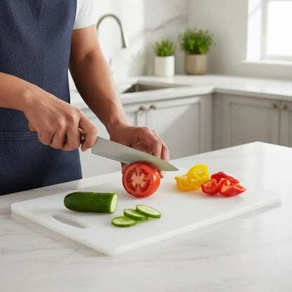 Tabla Picar De Cocina Plástica Blanca 36x26cm Borde Clásico Blanco