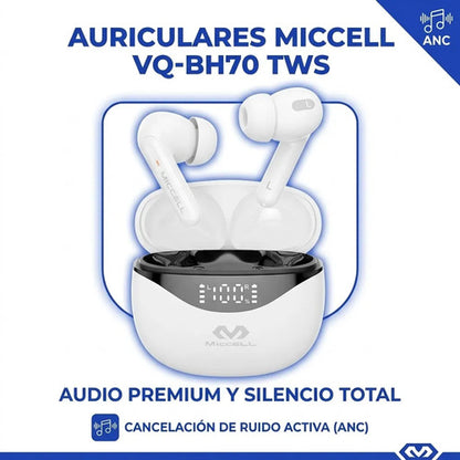 Auriculares Inalambricos Bluetooth Pantalla Led Ios Android Blanco