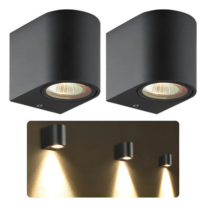 Set X2 Luminaria Pared Lampara Aplique Exterior Foco Luz Led Negro