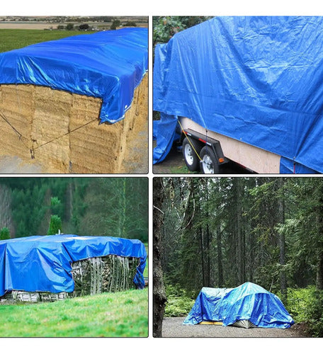 Lona 3x2 Toldo Impermeable Camping Con Ojales Multiuso Azul