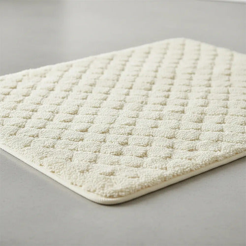 Alfombra Tapete Suave Felpa Antideslizante Baño Rectangular Beige