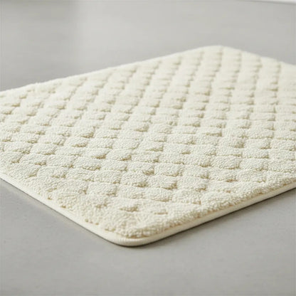 Alfombra Tapete Suave Felpa Antideslizante Baño Rectangular Beige