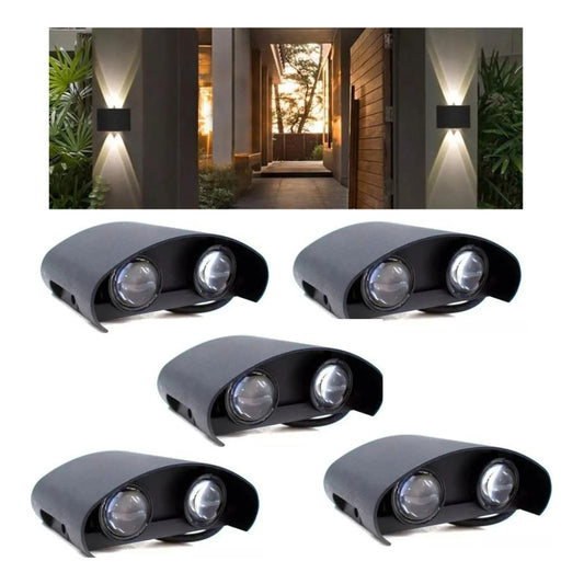 Set X5 Aplique Pared Bidireccional Lampara Exterior 2 Luces