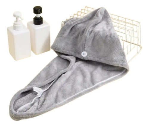 Toalla Para Cabello De Microfibra Tipo Turbante Gris