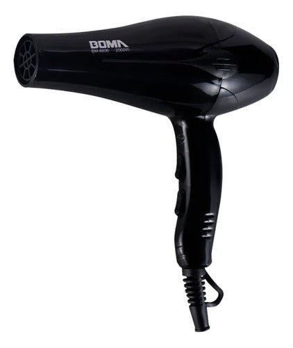 Secador Pelo Profesional 2000w Boma Bm 8806 Difusor Boquilla Negro