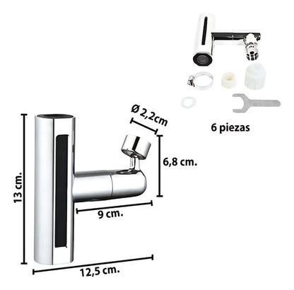 Puntero Grifo Adaptador Boquilla Canilla Efecto Cascada Plateado