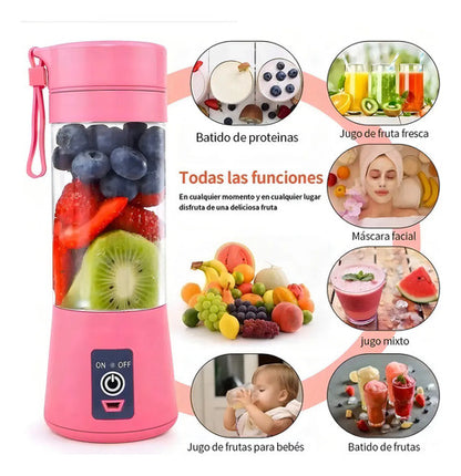 Licuadora Portátil Genérica Liquidificador Portatil 300 Ml Rosa Con Jarra De Vidrio - Incluye 6 Accesorios