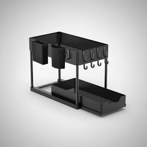 Estante Organizador Multiuso Cocina Baño 2 Niveles Zapateras Negro