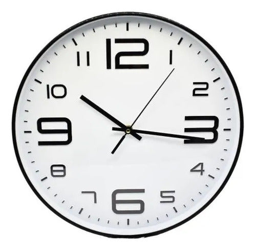 Reloj Pared Analogico Redondo 34.5cm Pila Aa Clásico Moderno Negro