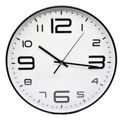 Reloj Pared Analogico Redondo 34.5cm Pila Aa Clásico Moderno Negro