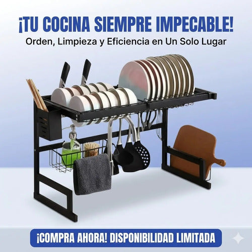 Organizador Escurridor Cocina Sobre Bacha 2 Nivel 65x52x26cm Negro