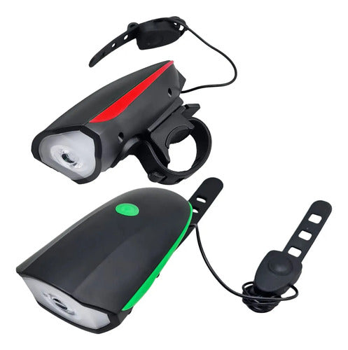 Foco Luz Frontal Led Bicicletas Sirena Fuerte Tres Modos 140 Negro