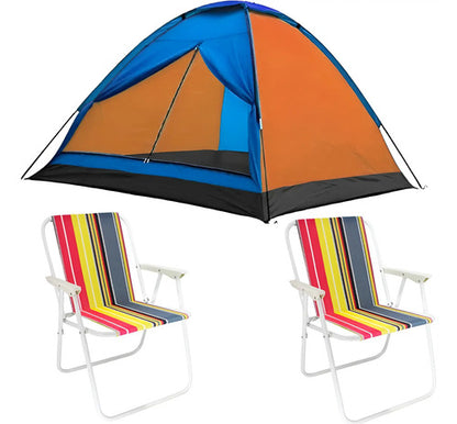 Carpa De 4 Personas Camping Iglu 2x2 + 2 Silla Plegable Aleatorio