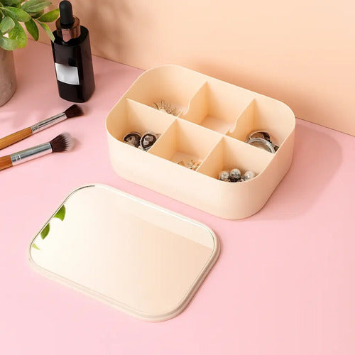 Caja Organizador Cosmeticos Maquillaje Accesorios Con Espejo Varios