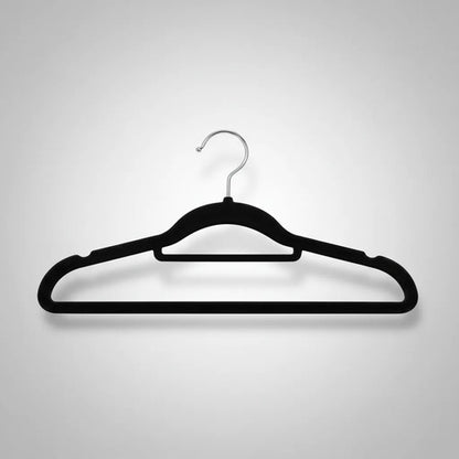 Perchas De Terciopelo Antideslizantes Ropa Pack X5 42cm Negro