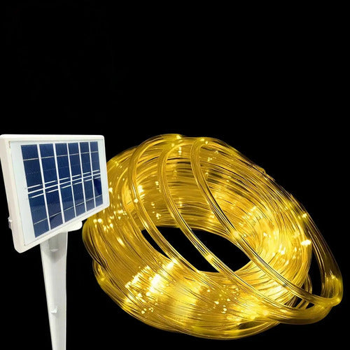 Set X2 Guirnalda Solar Guia Luces Manguera Led Calida 10mts Cálida