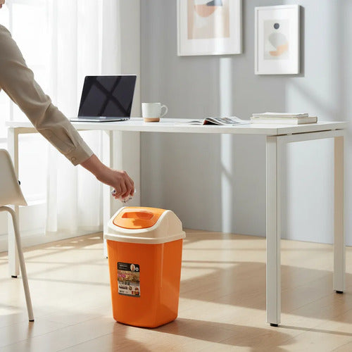 Cesto Papelera Plástica Tapa Vaivén 12l Residuos Basura Rojo
