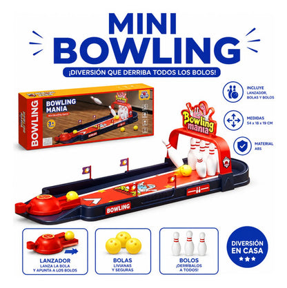 Mini Bowling Infantil Lanzador Bolos Pelotas Juego De Mesa Liso