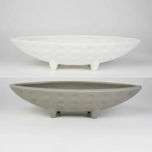 Adorno Decorativo Centro Mesa Plástico 31x11.5cm Moderno Gris