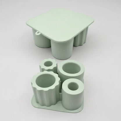 Molde De Silicona Flexible Para Hielo Vaso Térmico 4 Ranuras Verde