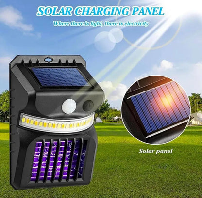 Lampara Solar Pared Led Mata Mosquitos Repelente De Insectos Negro