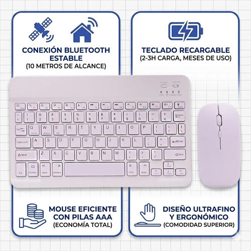 Combo Teclado Mouse Bluetooth Slim Ingles Recargable Tablet Aleatorio