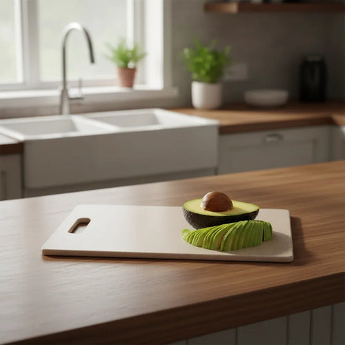 Tabla Cocina Plástica Manija Reforzada Para Picar 30x20cm Granito Beige
