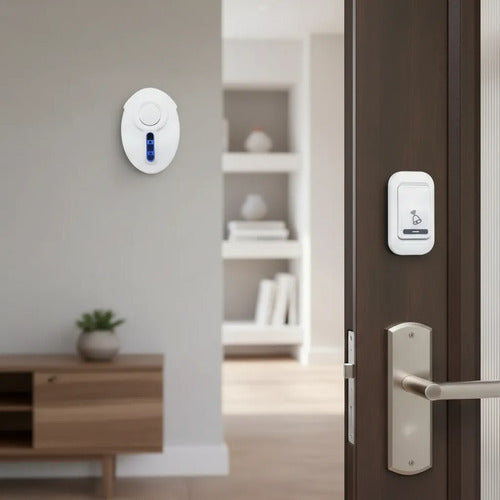 Timbre Inalambrico Doble Receptor Anti-interferencias Remoto Blanco