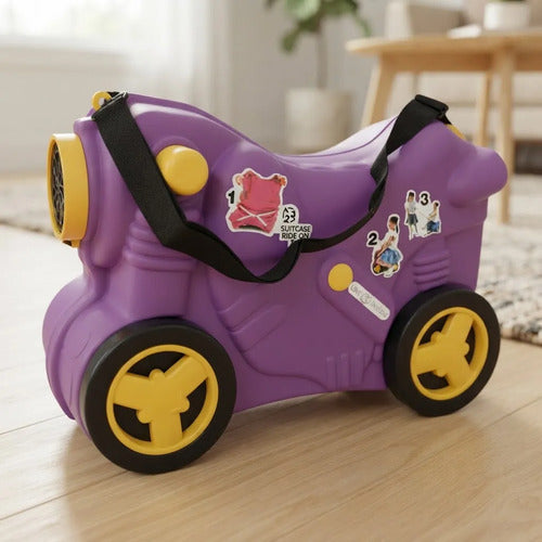 Andador Valija Infantil Moto Ruedas Correa Ajustable Viaje Violeta