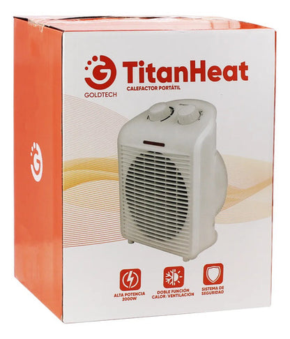 Calefactor Portátil Caloventilador Eléctrico Termostato Beige
