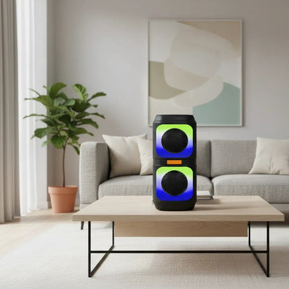 Parlante Bluetooth Top Tendencia 2x4'' Led Rgb Full Negro