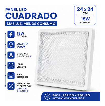 Panel Led Cuadrado 18w Luz Fría 7000k 24x24cm Plafón Blanco