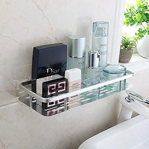 X2 Estante Repisa Rectangular Ducha Baño Cocina Con Adhesivo Plateado