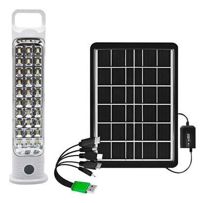Panel Solar Cargador Usb Con Cables + Luz Recargable 30 Leds Negro 6v